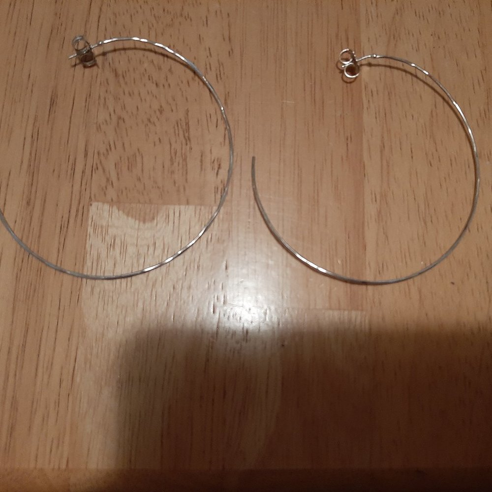 Sterling Silver, Large Hammer-Style Hoop Earrings